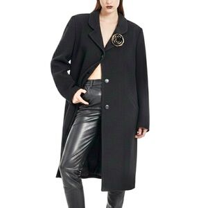 Vintage 90s Novelti cashmere blend black minimalist old money boxy over coat 11
